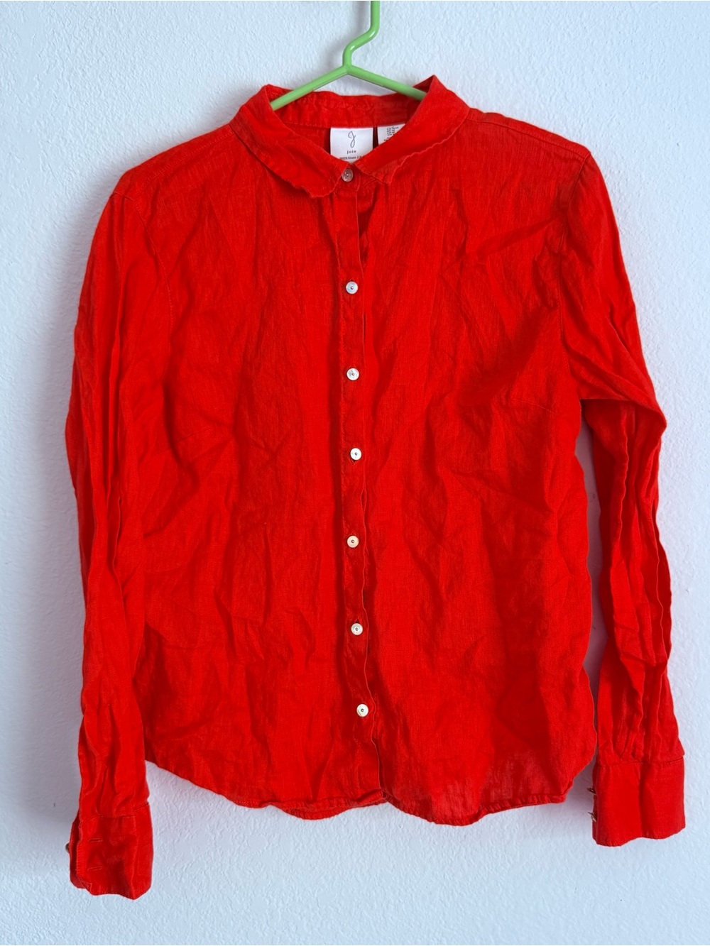 Joie Perfect Linen Shirt Womens Medium Button-Up Long Sleeve Top Minimalist Lage